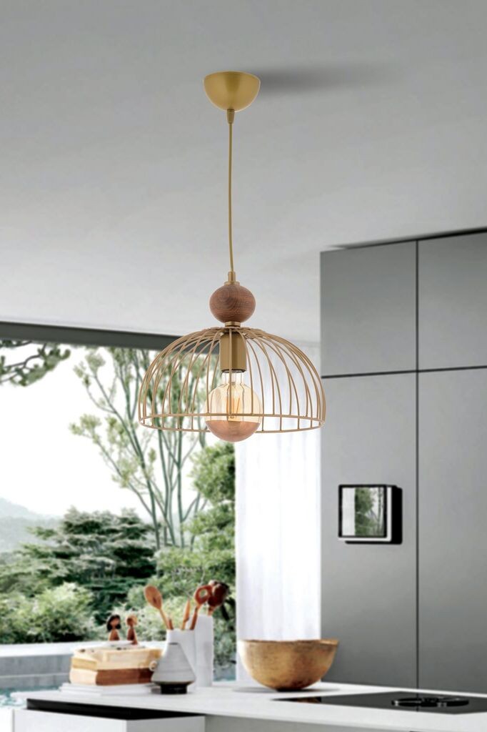 Opviq Luster Dorris Wood, 30cm, IP20, zlatna boja