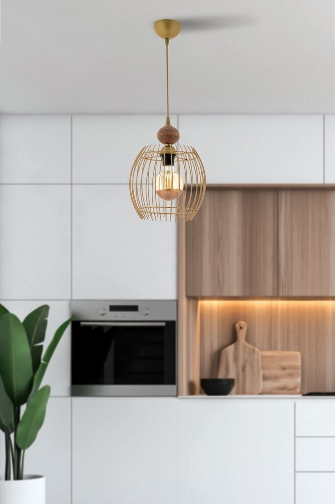 Opviq luster Lillian Wood, 26cm, IP20, zlatna boja