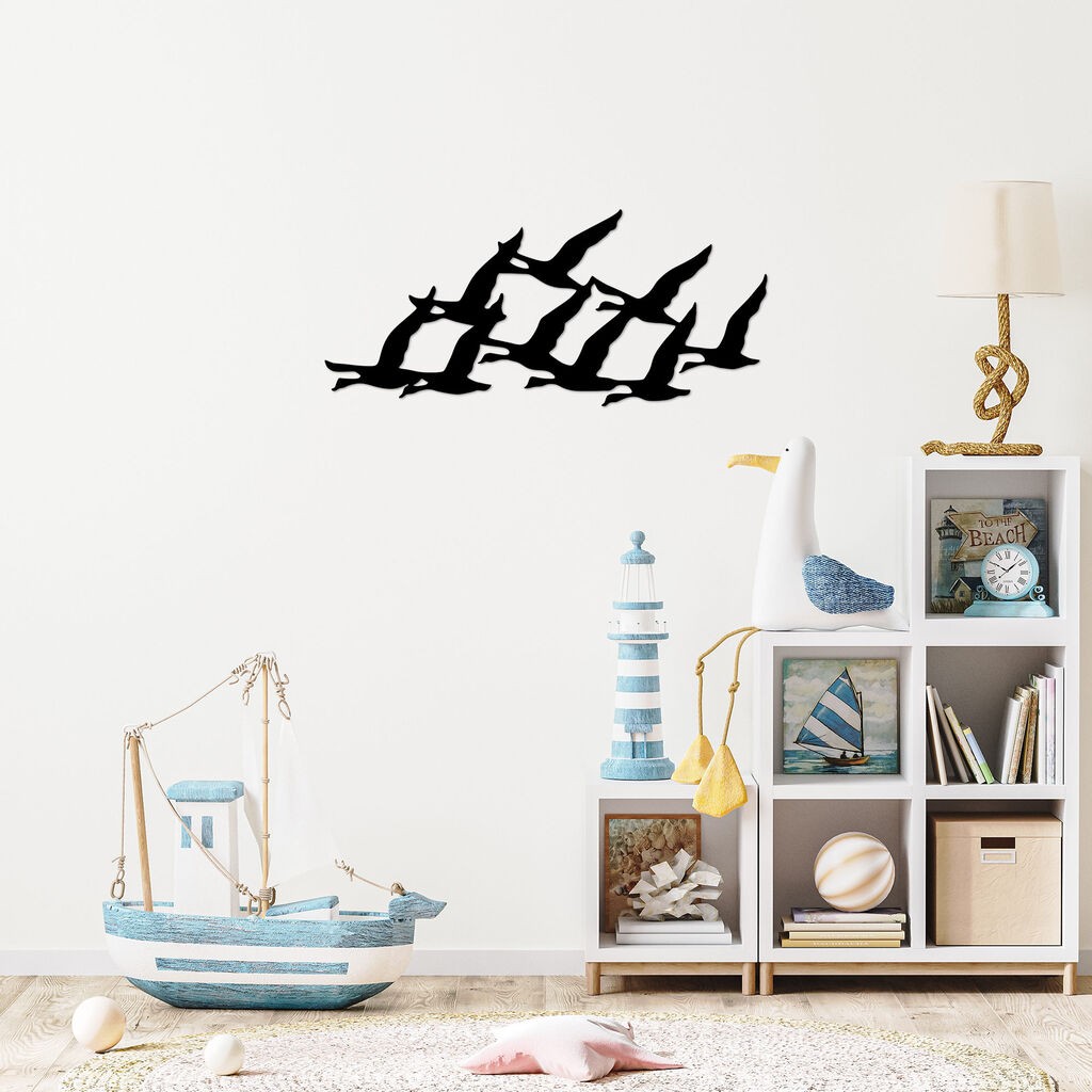 Wallity Zidna dekoracija Ptice selice, 29x70cm, Crna