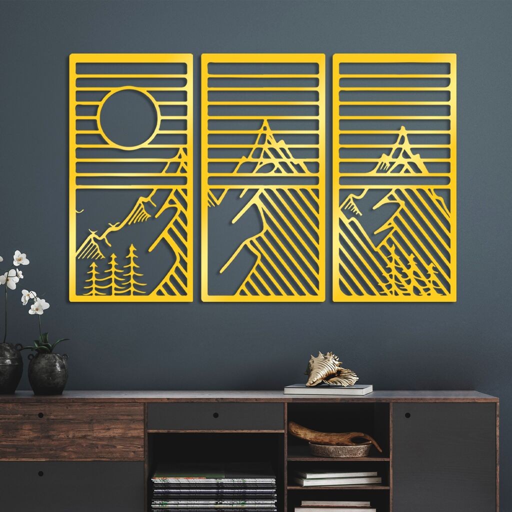 Wallity Zidna dekoracija Scenic Trio G, zlatna boja