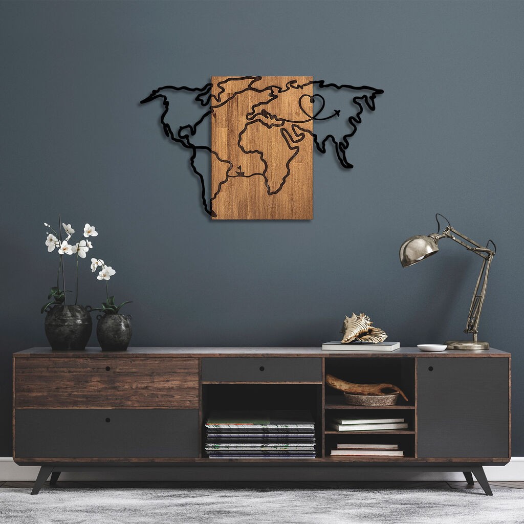 Wallity Zidna dekoracija Mapa svijeta-316, 118x3x70cm, Hrast