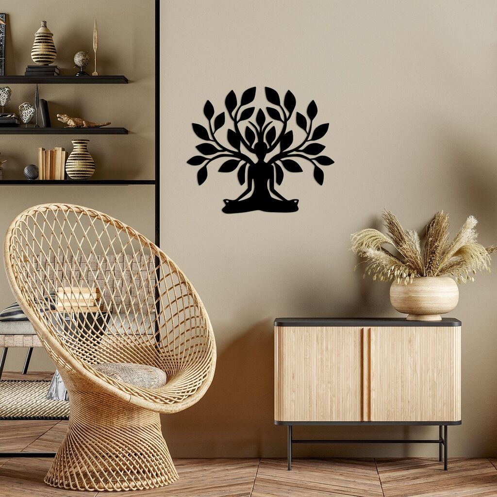 Wallity Zidna dekoracija Joga, 60x70cm, Crna