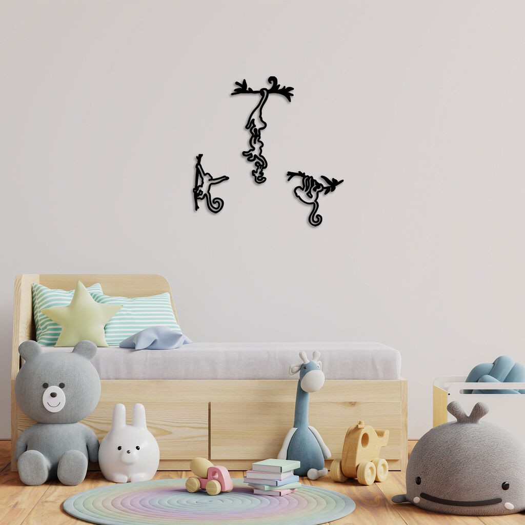 Wallity Zidna dekoracija Nestašni majmuni-299, Crna