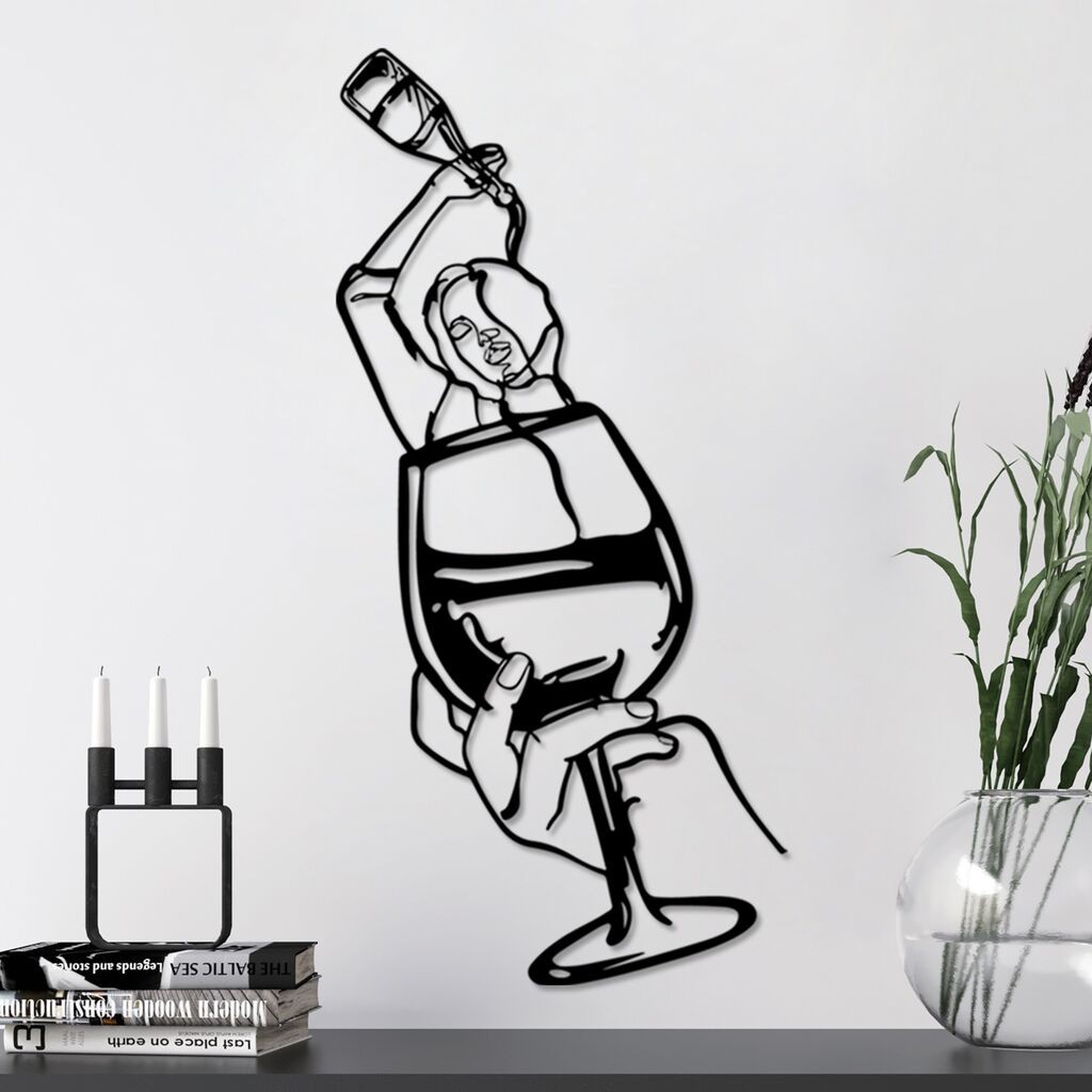 Wallity Zidna dekoracija Bicchiera, 33x69cm, Crna