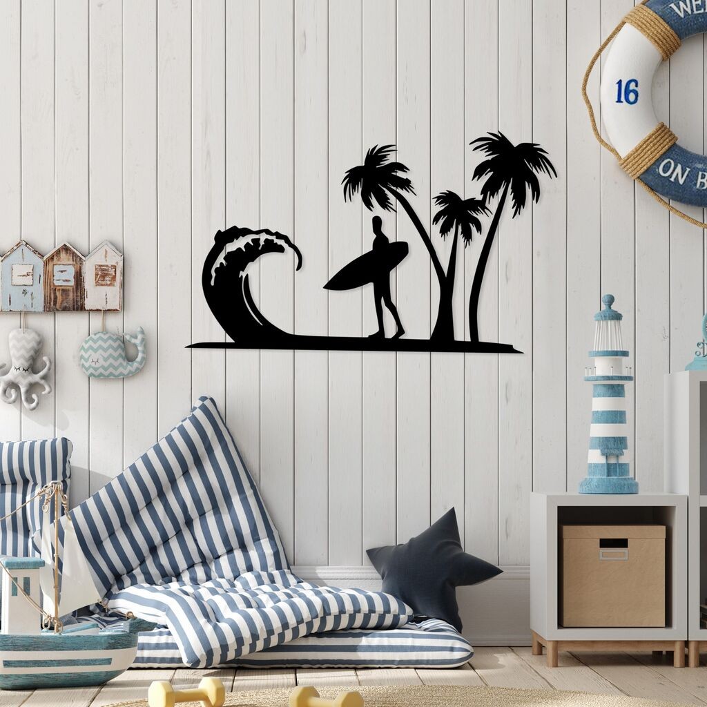 Wallity Zidna dekoracija Surfer, 41x70cm, Crna