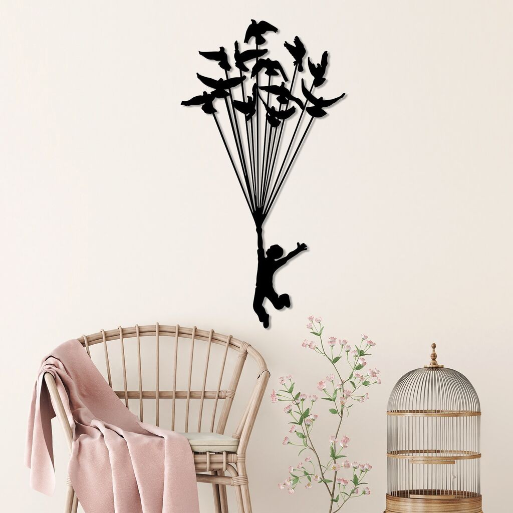 Wallity Zidna dekoracija Flying Boy 3, 45x85cm, Crna