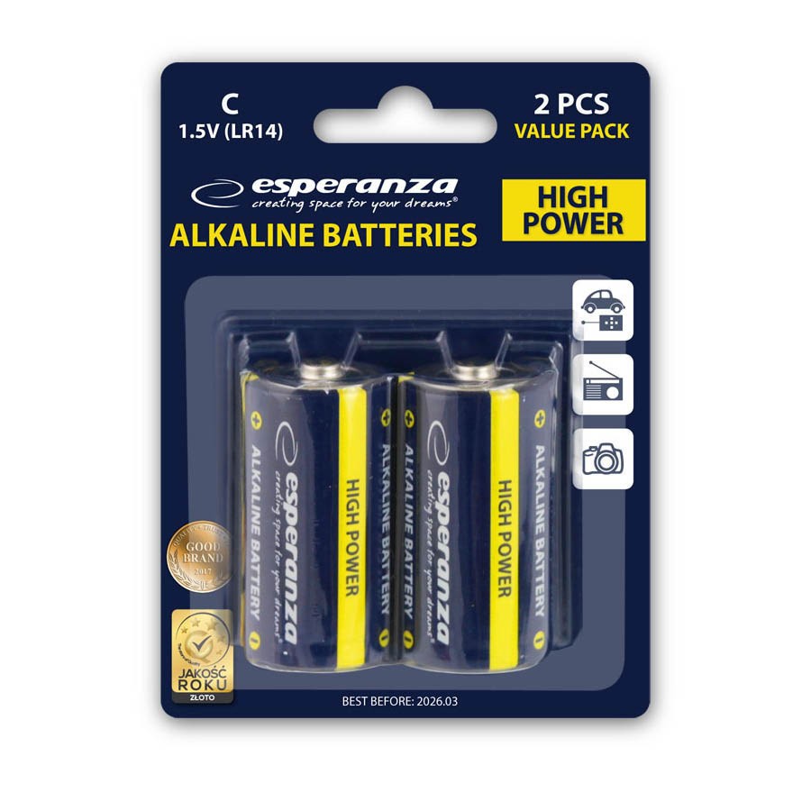Baterije ESPERANZA ALKALINE BATTERIES C LR14 2 kom. EZB107