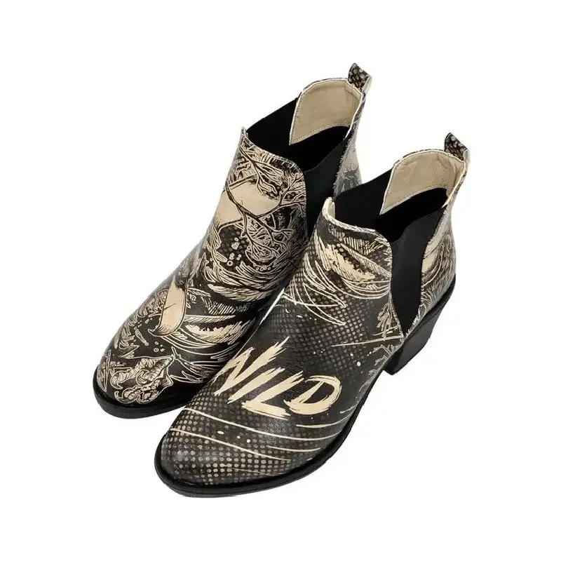 DOGO Ženske kratke čizme Eve Wild, Crno-Bež