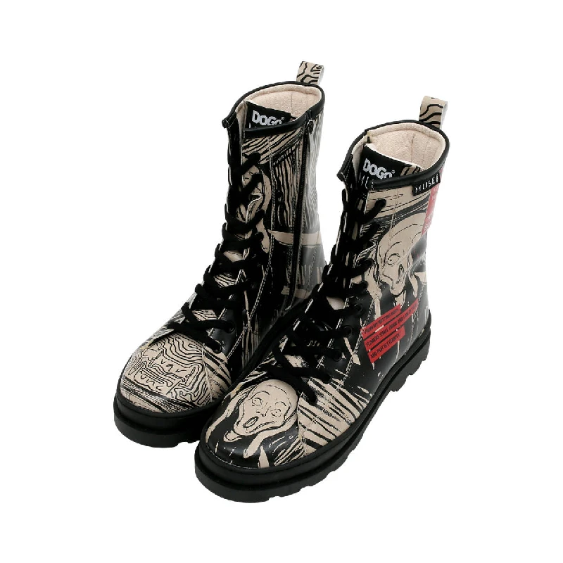 DOGO Edvard Munch The Scream Muse Design Ženske čizme, Crne