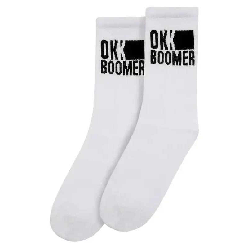 DOGO Ok Boomer Unisex Socks Muške čarape, Bijele