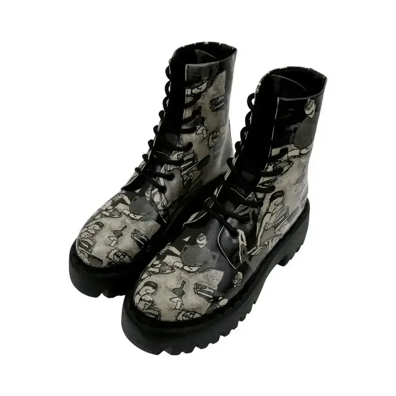 DOGO Ženske duboke čizme Supper, Crno-Bijele