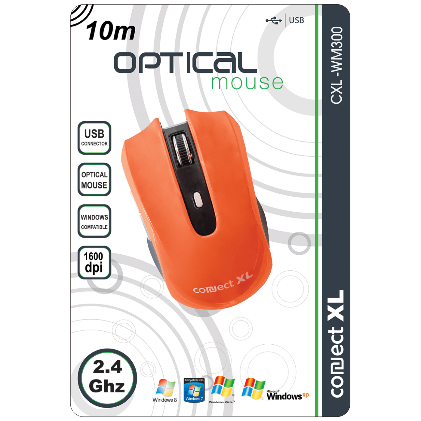 CONNECT XL Bežični miš CXL-WM300, 1600dpi, Domet 10m, Narandžasti