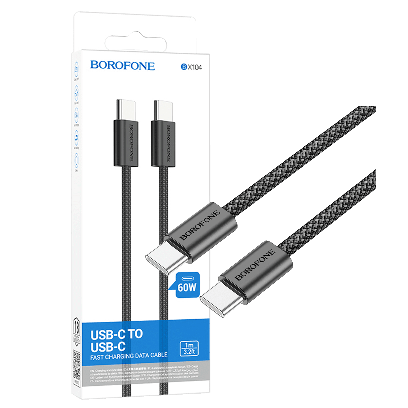 BOROFONE USB kabl za smartphone BX104 Primo, Type-C, 60W, 3A, 1m, Crni
