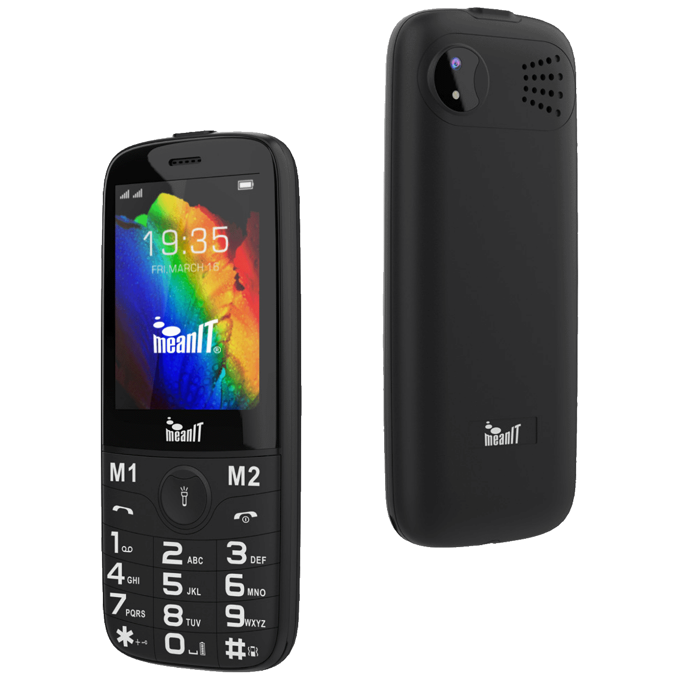 MEANIT Moblini telefon, 2.8" ekran, Dual SIM, Led svjetiljka SENIOR 20, Crni