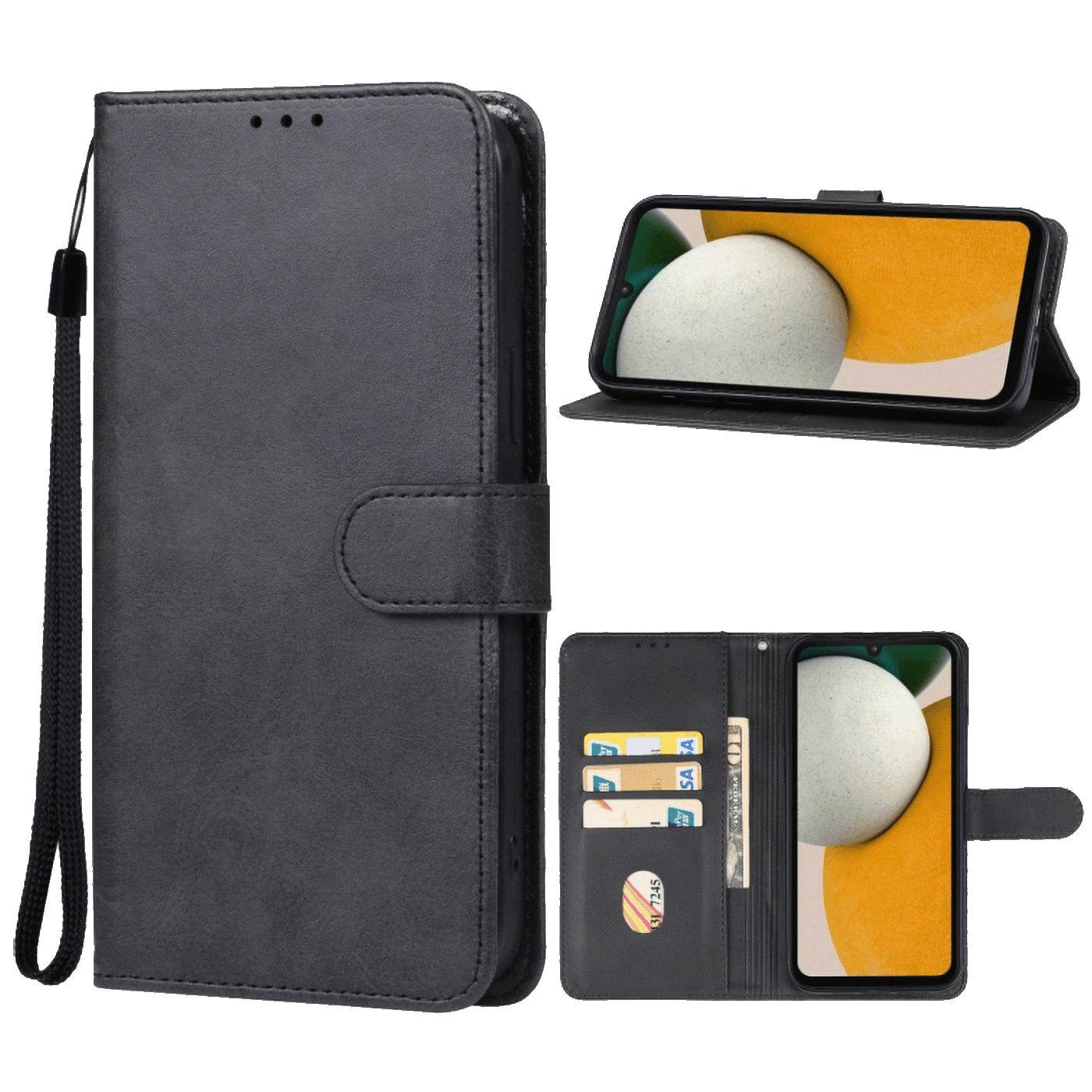 NN-SU Preklopna futrola za Galaxy A15, Koža, Crna