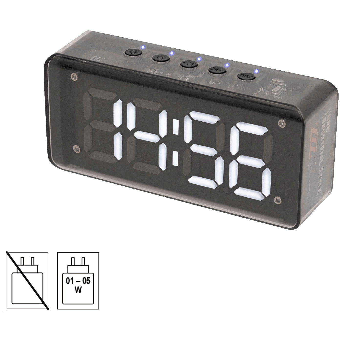 HOME Sat sa alarmom MECHACLOCK, FM radio, Bluetooth, MicroSD, USB, 3W