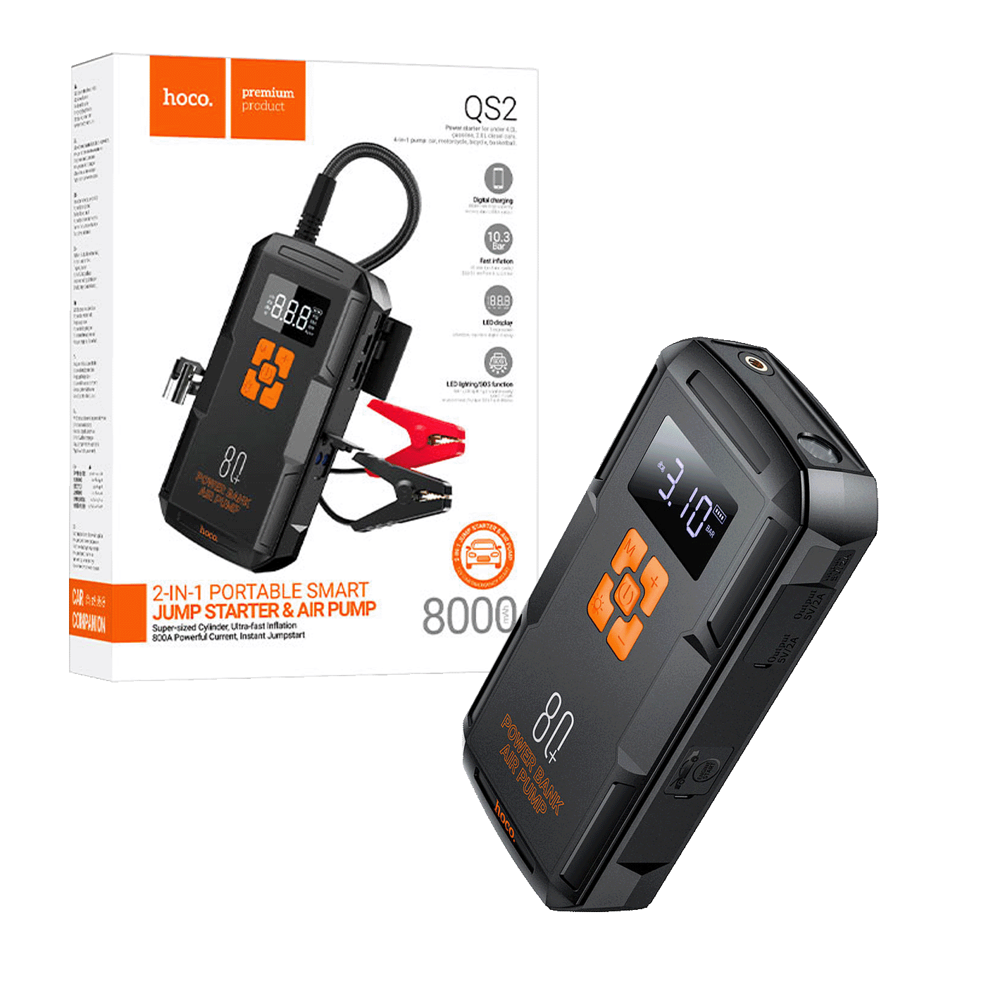 HOCO Univerzalna mobilna baterija, Pumpa / Starter za automobil QS2 Land, 8000mAh