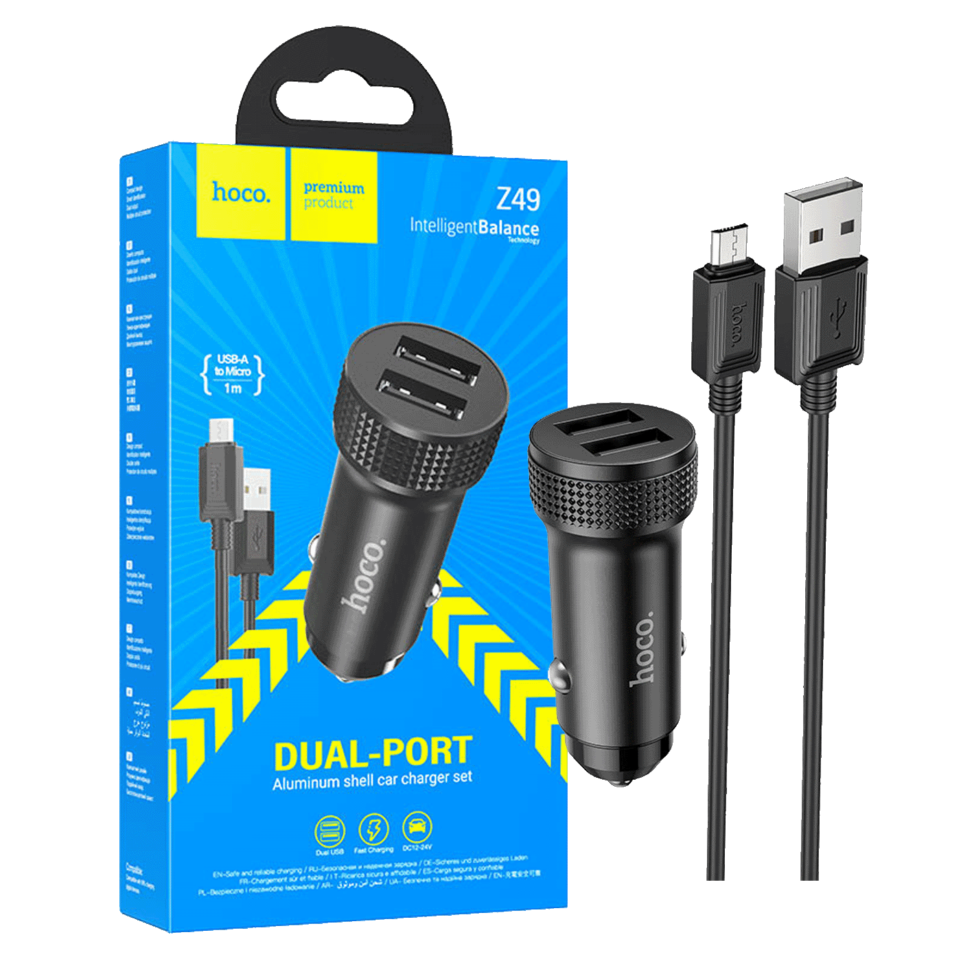 HOCO Auto punjač sa microUSB kablom Z49 Level, 2 x USB, 2.4A, 12W
