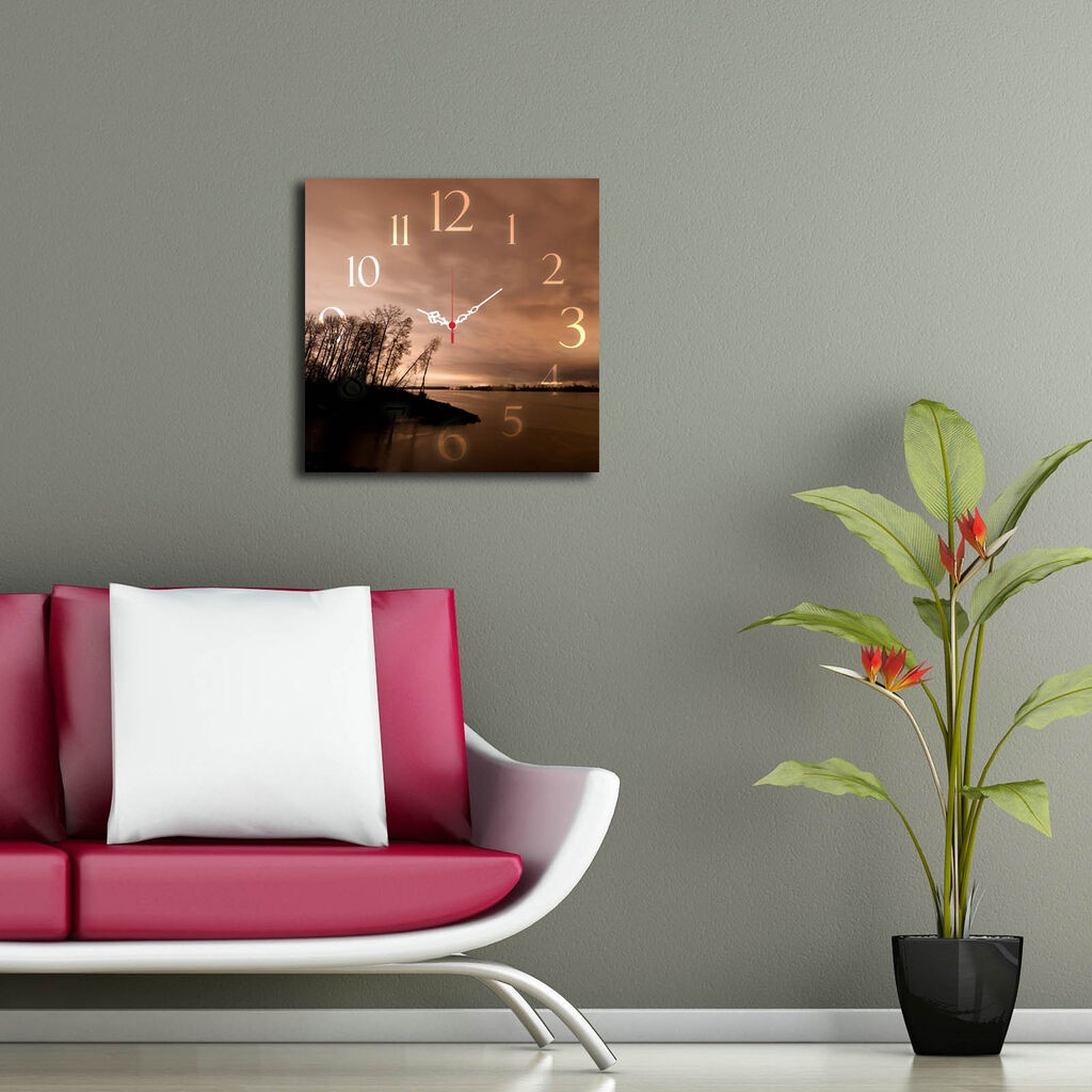 Zidni sat Wallity Msk-39, 40x40 cm, Smeđa