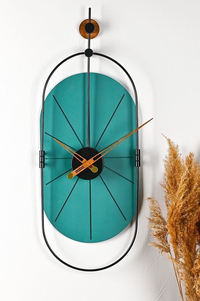Zidni sat Wallity Sntr, 77x29 cm, tirkizni