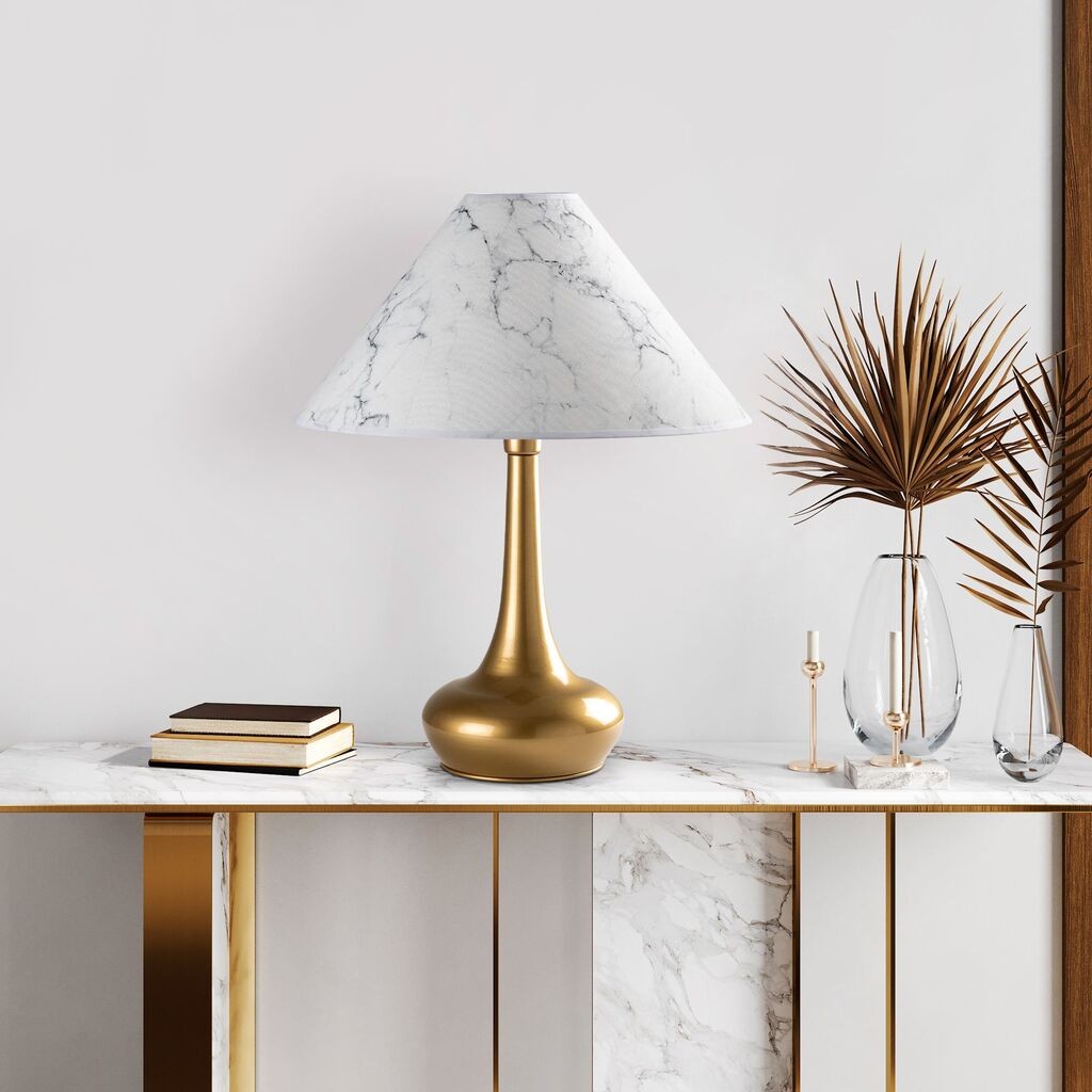 Opviq Stona lampa Luna-15259, 50x50x63 cm, IP20, Zlatno-bijela boja