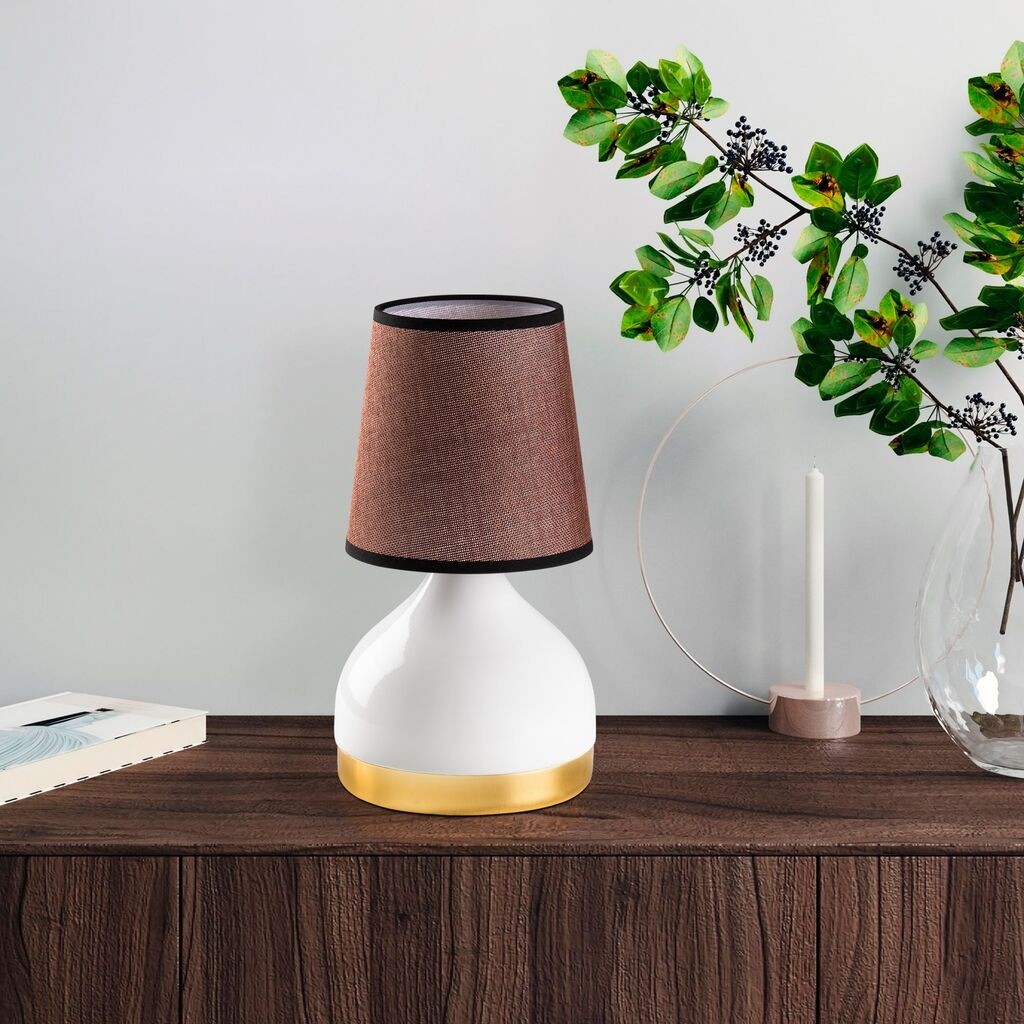 Opviq Stona lampa 8024, 17x17x33 cm, IP20, Smeđe-bijela