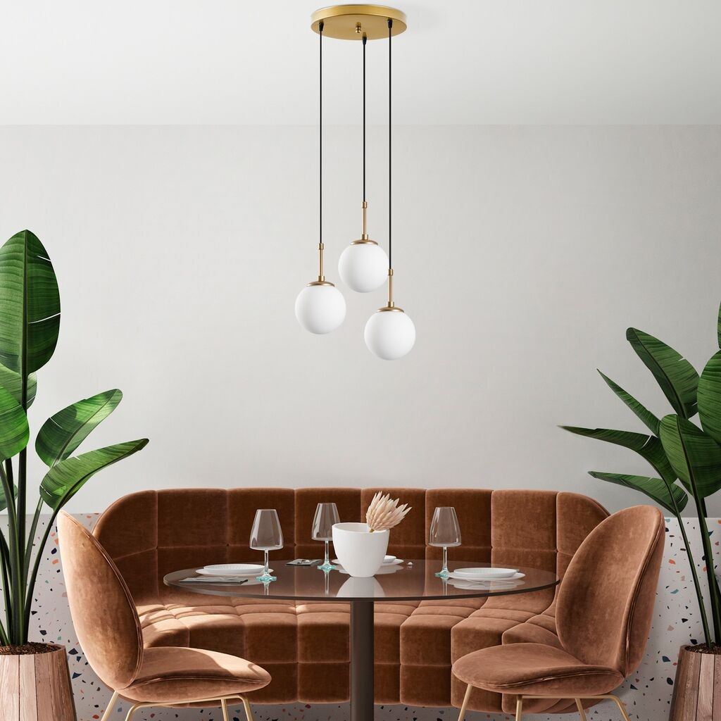 Opviq Luster Orbital-15-14007, 36x36x115cm, IP20, Bijelo-zlatna boja