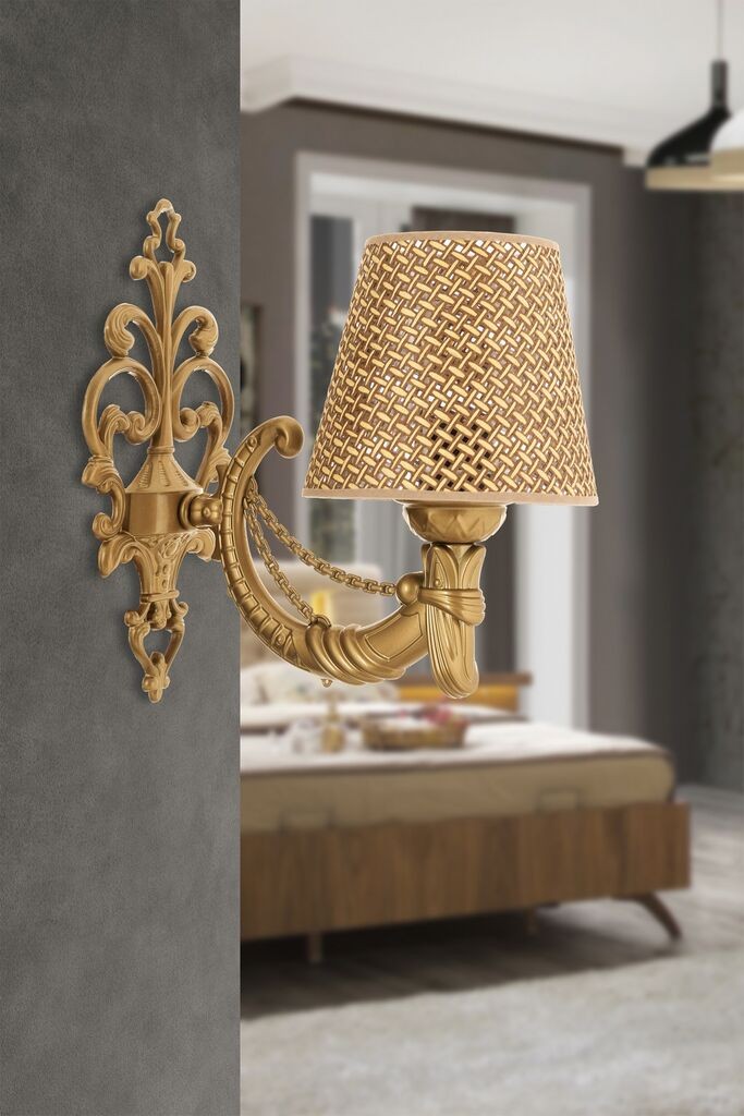 Opviq Zidna lampa Gloria Hazeran, 15x10x13cm, IP20, Bež-zlatna boja