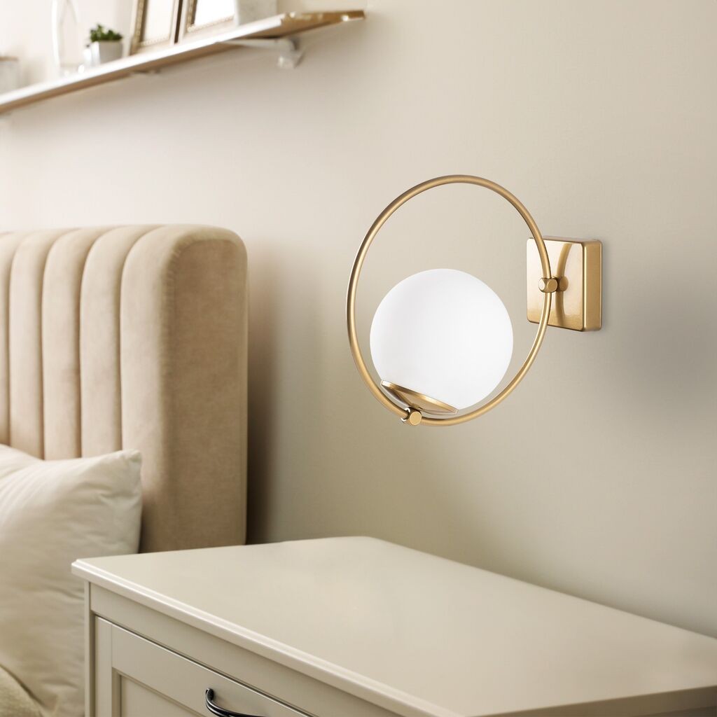 Opviq Zidna lampa Dolunay-3912, 15x31x28cm, IP20, Zlatno-bijela boja