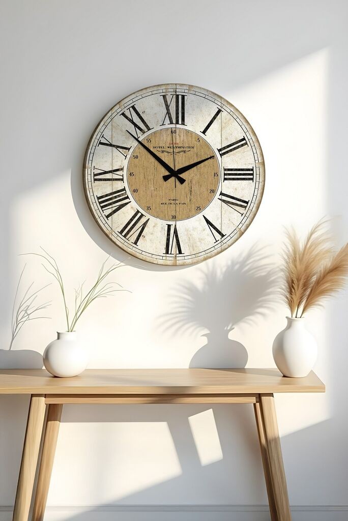 Zidni sat Wallity Huhuas00013, 50x50 cm, Bež