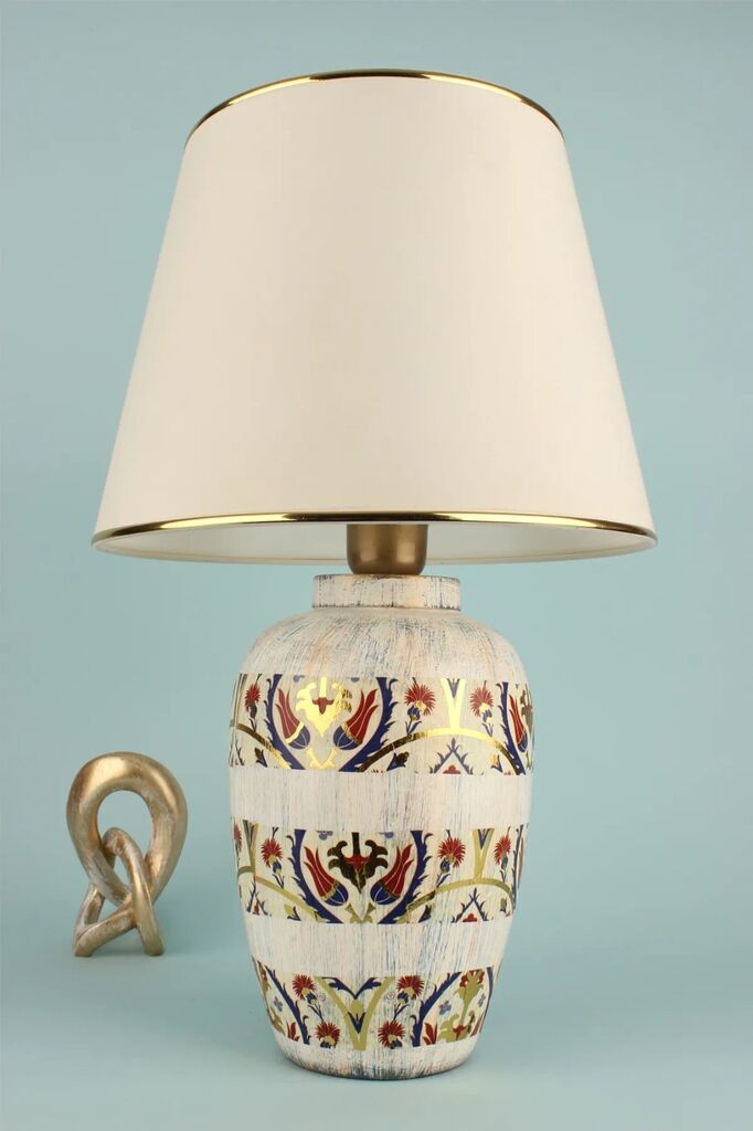 Opviq Stona lampa YL681, 32x24x52 cm, IP20, Bijelo-zlatna boja