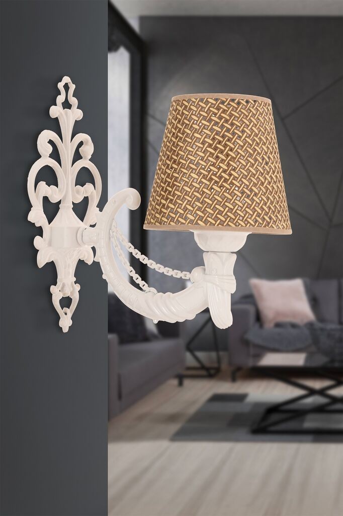 Opviq Zidna lampa Gloria Hazeran, 15x10x13cm, IP20, Bež-bijela