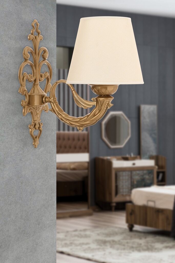 Opviq Zidna lampa Lily, 15x10x13cm, IP20, Zlatno-krem boja