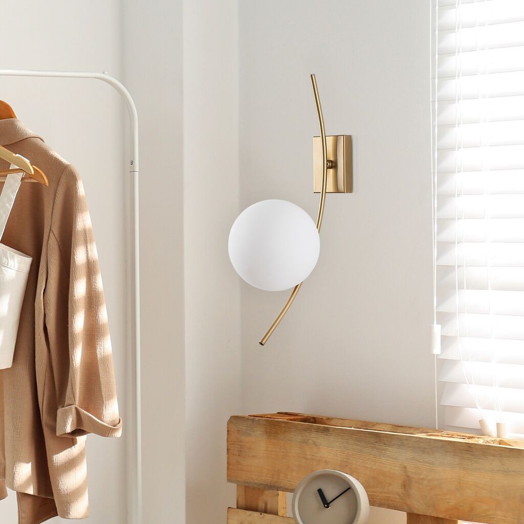 Opviq Zidna lampa Hilal-3822, 15x25x44cm, IP20, Zlatno-bijela boja