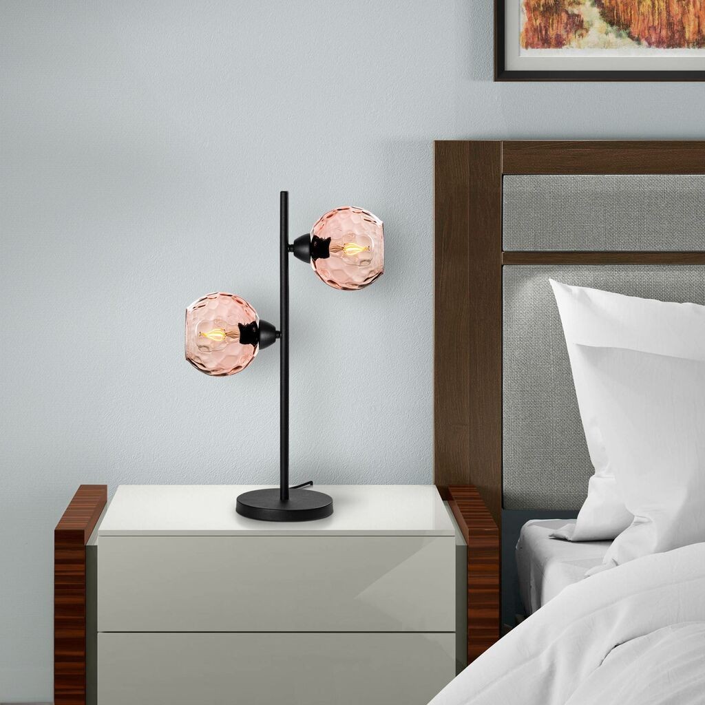 Opviq Stona lampa Benek-15-14553, 36x18x58 cm, IP20, Crno-roza