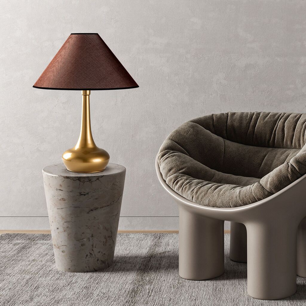 Opviq Stona lampa Luna-15258, 50x50x63 cm, IP20, Smeđe-zlatna boja