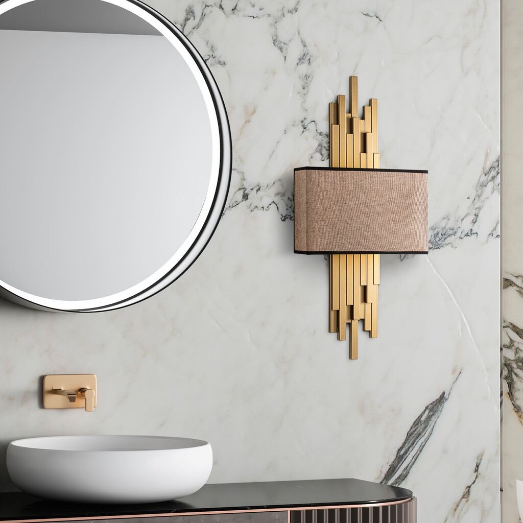 Opviq Zidna lampa Axis-15112, 35x75x10cm, IP20, Zlatno-smeđa boja