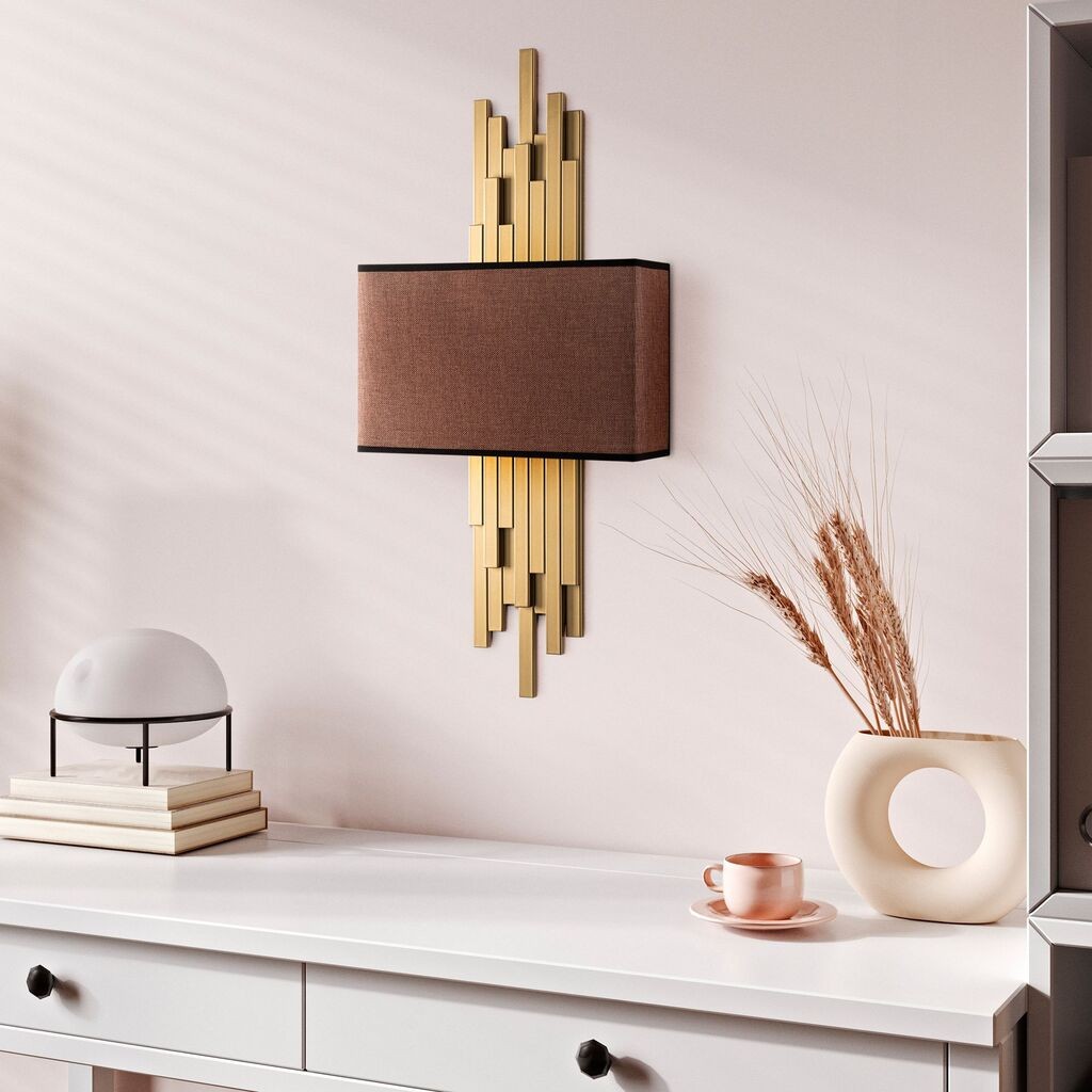 Opviq Zidna lampa Axis-15113, 35x75x10cm, IP20, Zlatno-smeđa boja