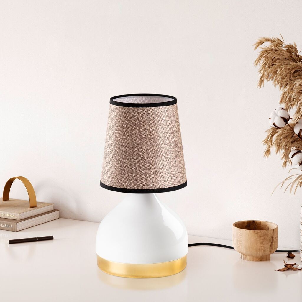 Opviq Stona lampa 8022, 17x17x33 cm, IP20, Smeđe-bijela