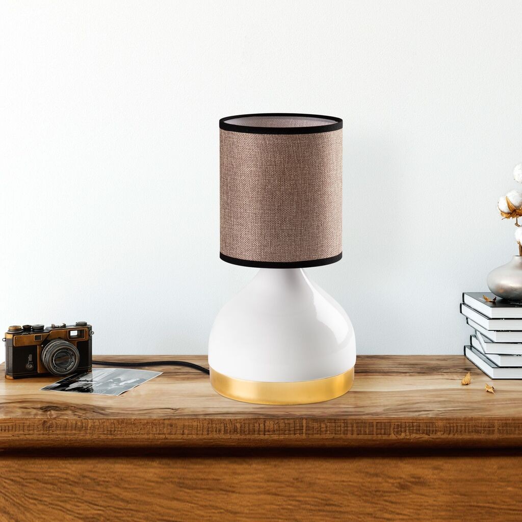 Opviq Stona lampa 8002, 17x17x33 cm, IP20, Smeđe-bijela