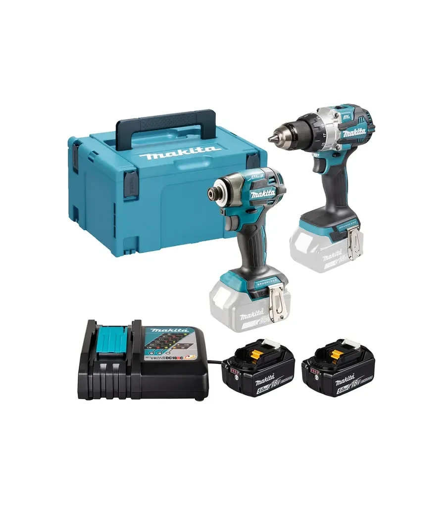 Makita Akumulatorski set LXT bušilica DLX2528TJ, Udarni odvijač u koferu, Svijetloplavi-crni