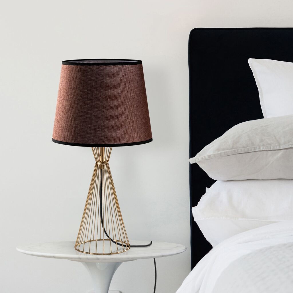 Opviq Stona lampa Telis-5382, 28x28x55 cm, IP20, Smeđe-zlatna boja