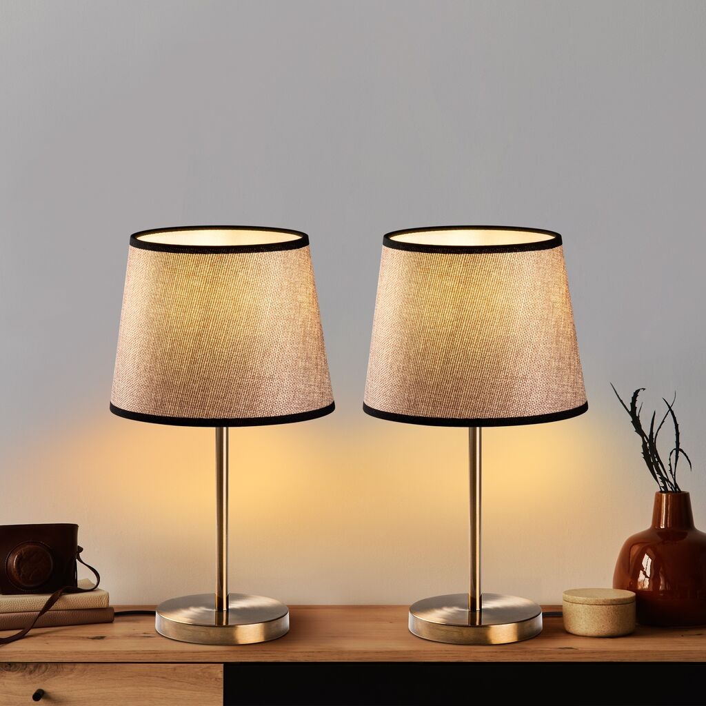 Opviq Set stonih lampi 5102, 21x21x39 cm, IP20, 2 komada, Srebrno-smeđa boja