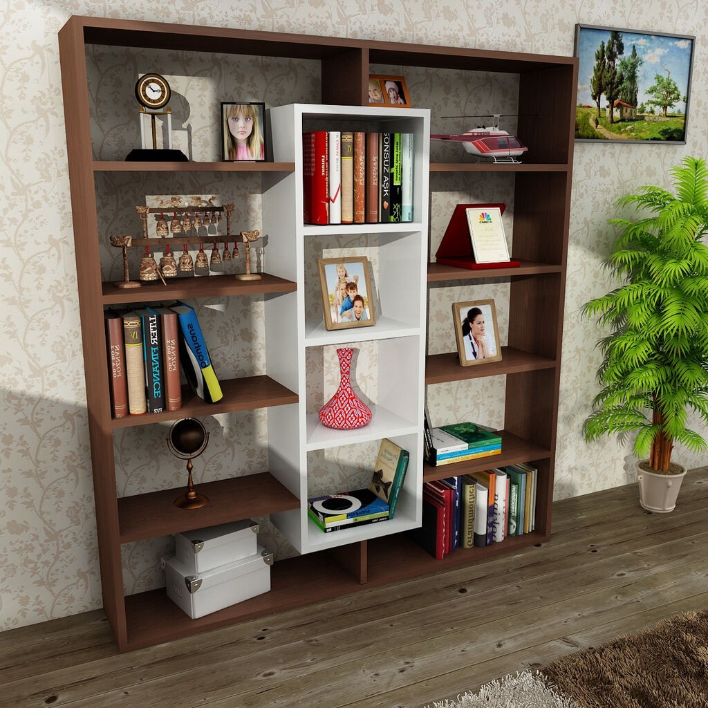 Hanah Home Bookshelf Ample, 125x135,7x22 cm, Smeđa