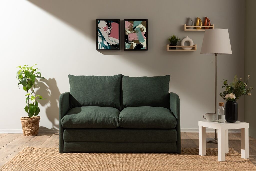 Atelier del Sofa Dvosjed na razvlačenje Saga, 128 x 70 x 66 cm, Zelena