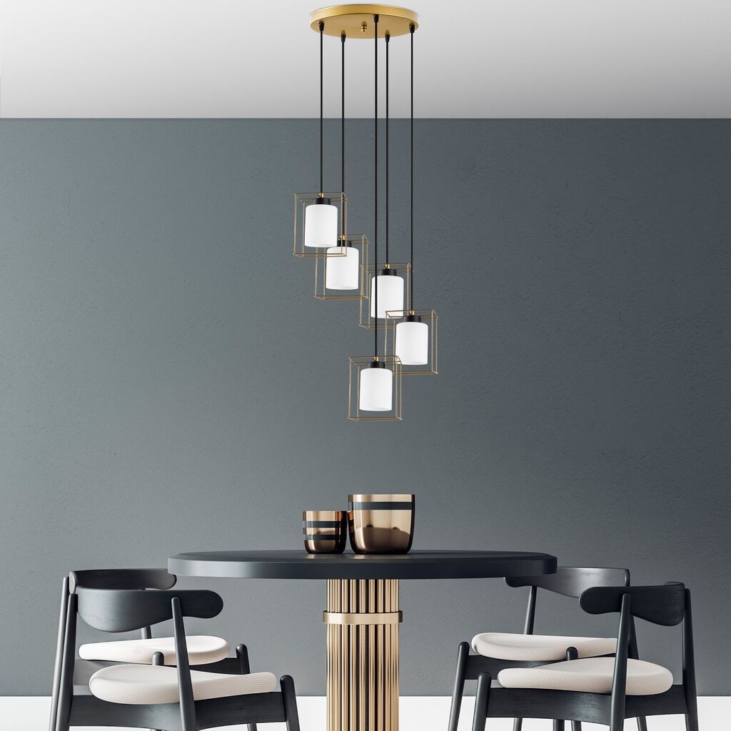 Opviq Luster Swank-702-9, 53x53x113cm, IP20, Zlatno-bijela boja