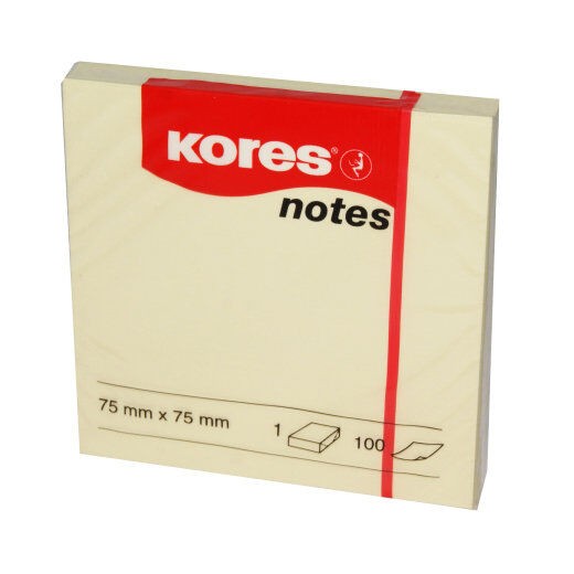 Kores Samoljepljivi listići, 75x75mm, 100 listića, Žuti