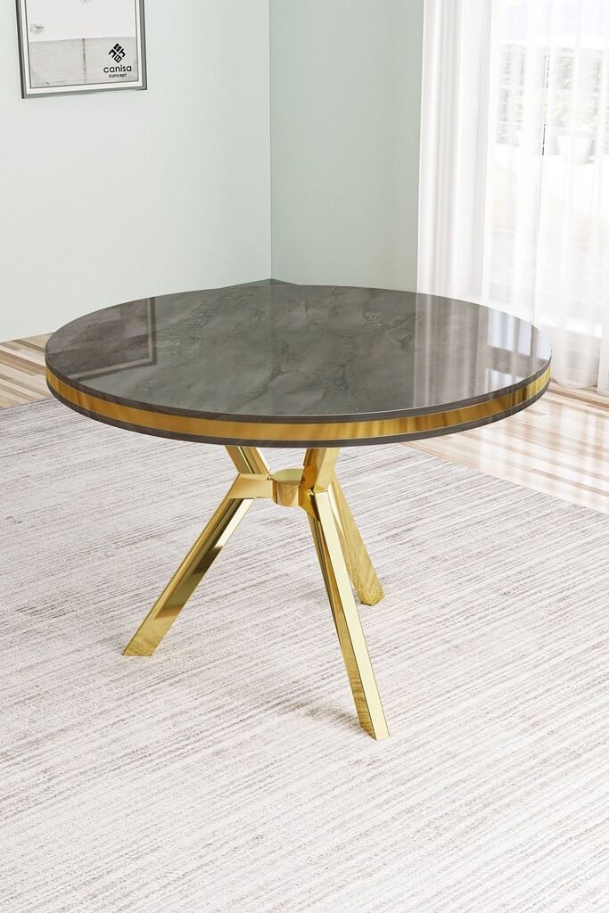 Hanah Home Trpezarijski sto Mos, 90x74x90 cm, Zlatna boja