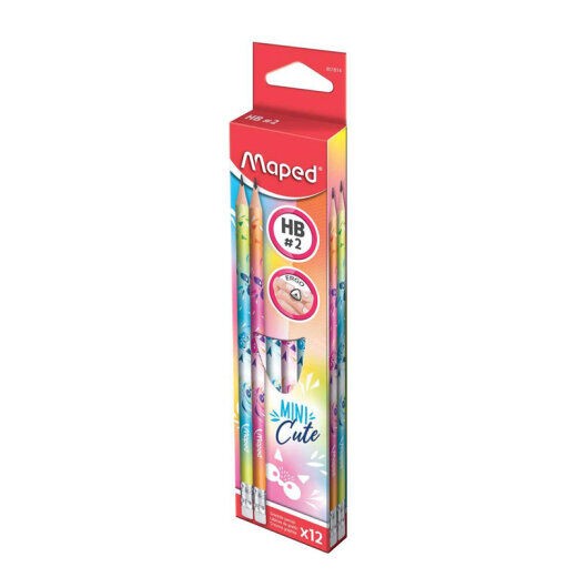 Maped Grafitna olovka sa gumicom Mini Cut, HB, 12 komada