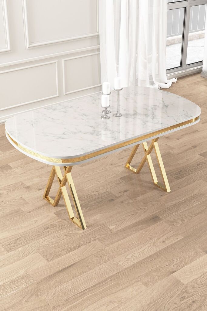 Hanah Home Trpezarijski sto Zae, 168x76x90 cm, Zlatna boja